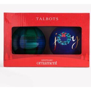 Talbots Joyful Ornament Set of 2 NEW IN BOX